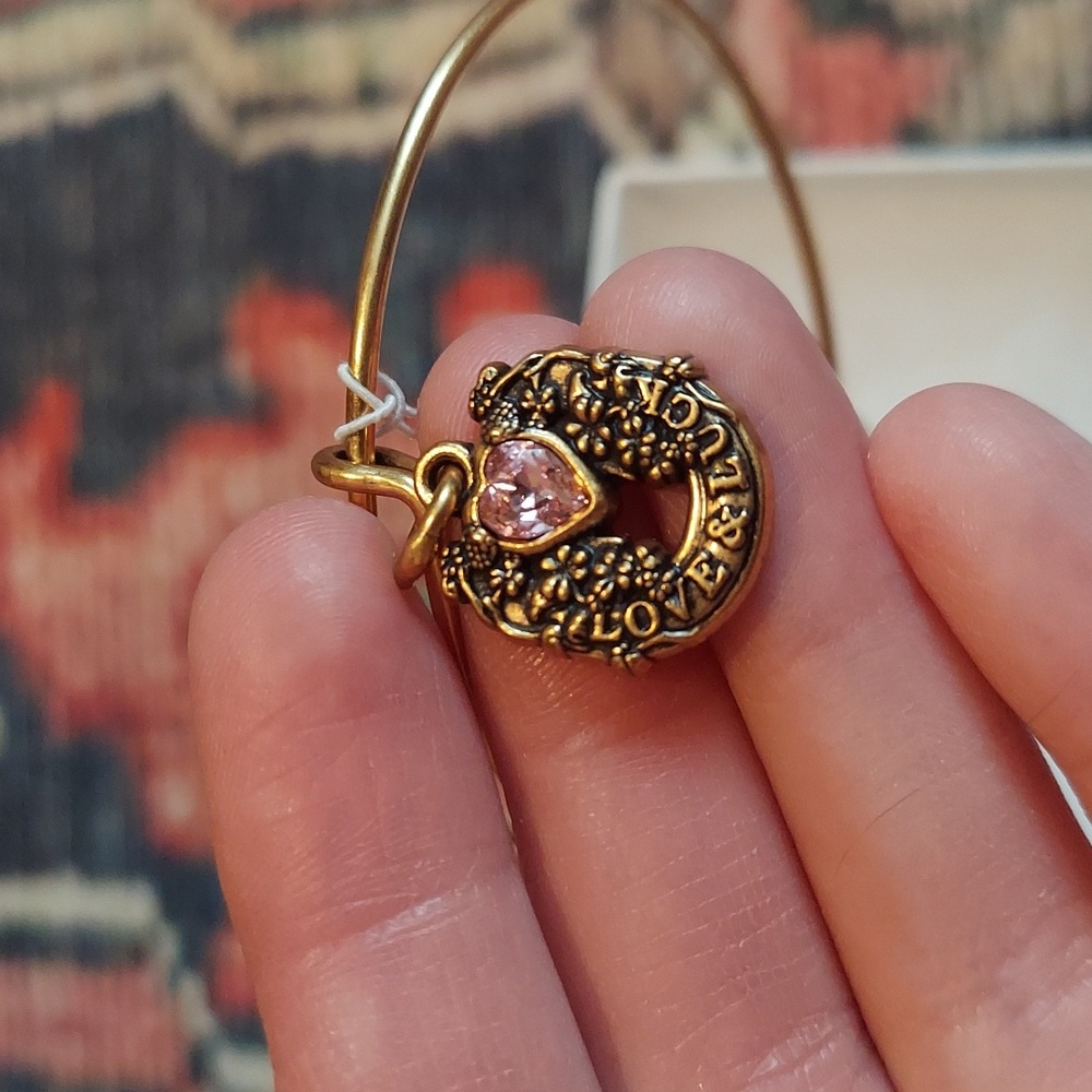Alex and Ani Fortune's Favor Love & Luck Gold Bangle Bracelet - Picture 4 of 4